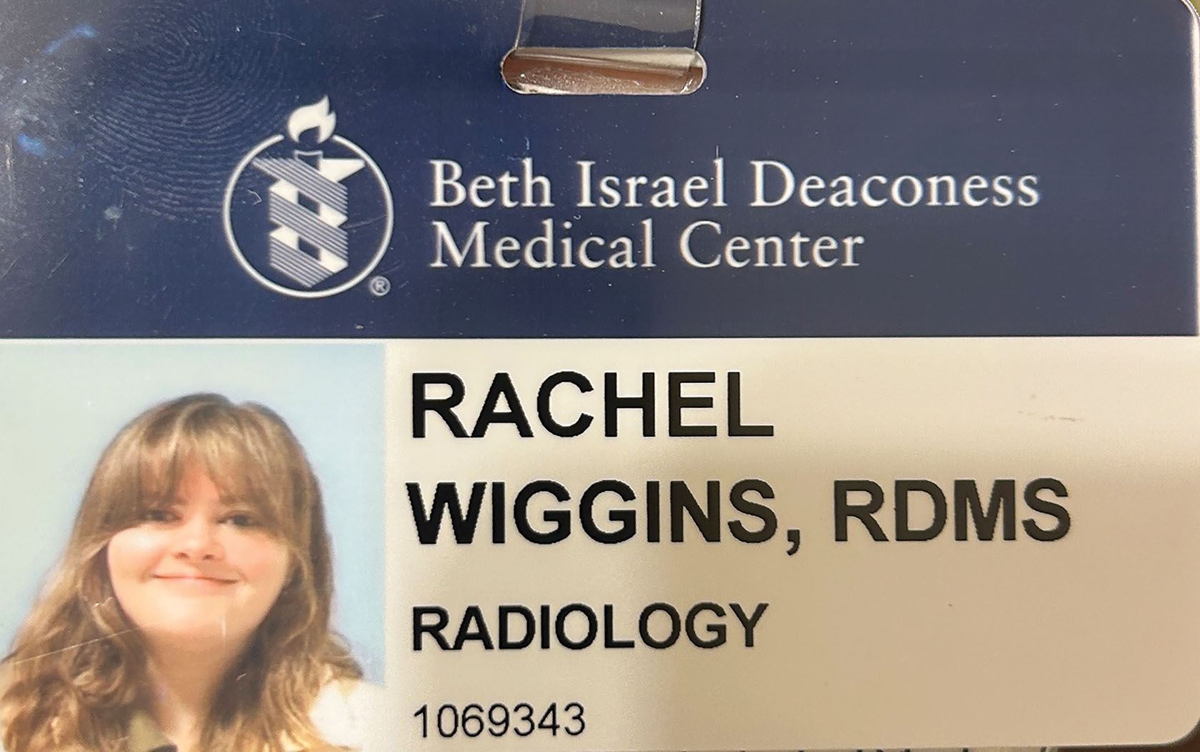 Rachel's work badge. Photo by: Danielle Campos Martel.