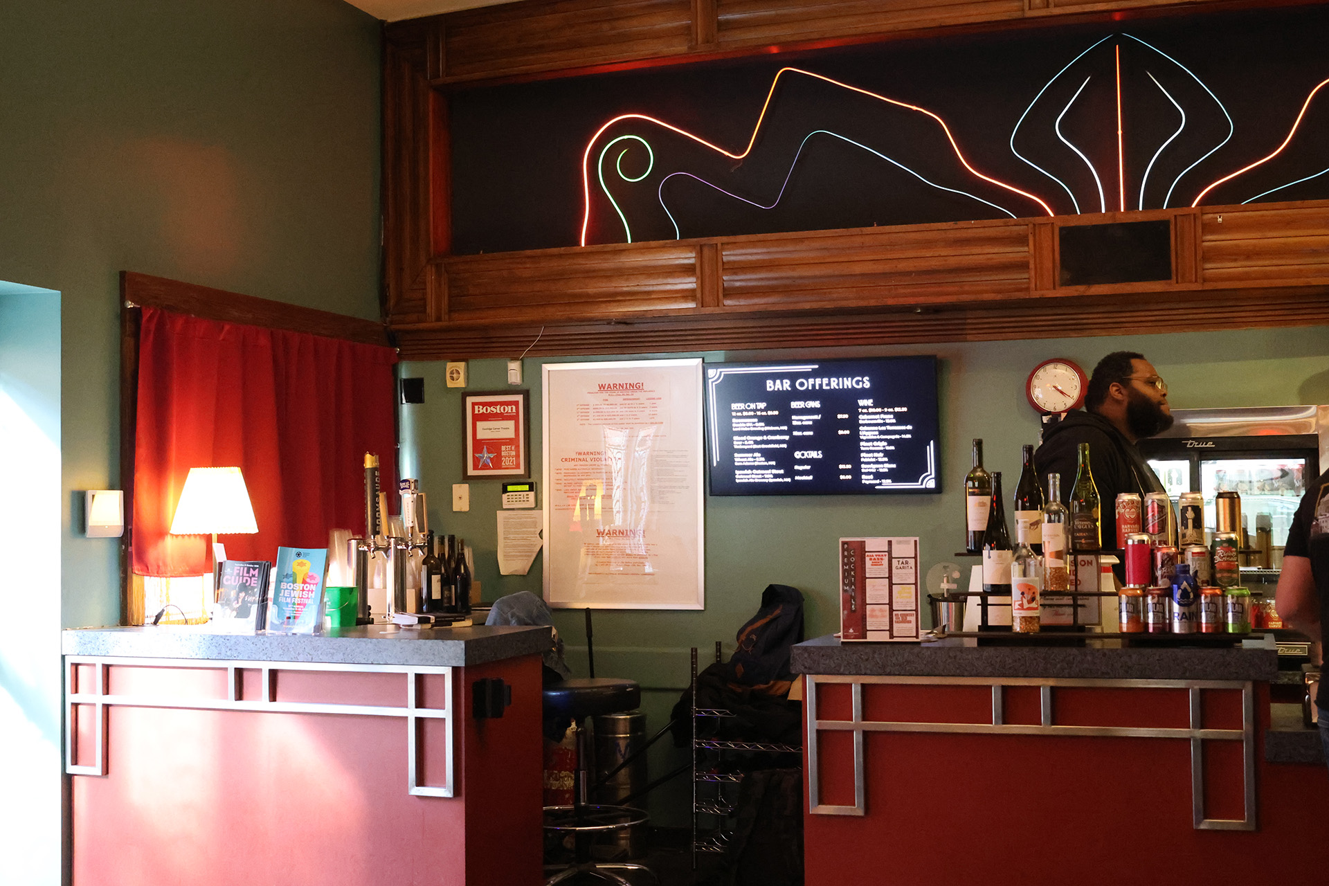 Photo another one of the Coolidge's concession counter with mostly beverage options on display