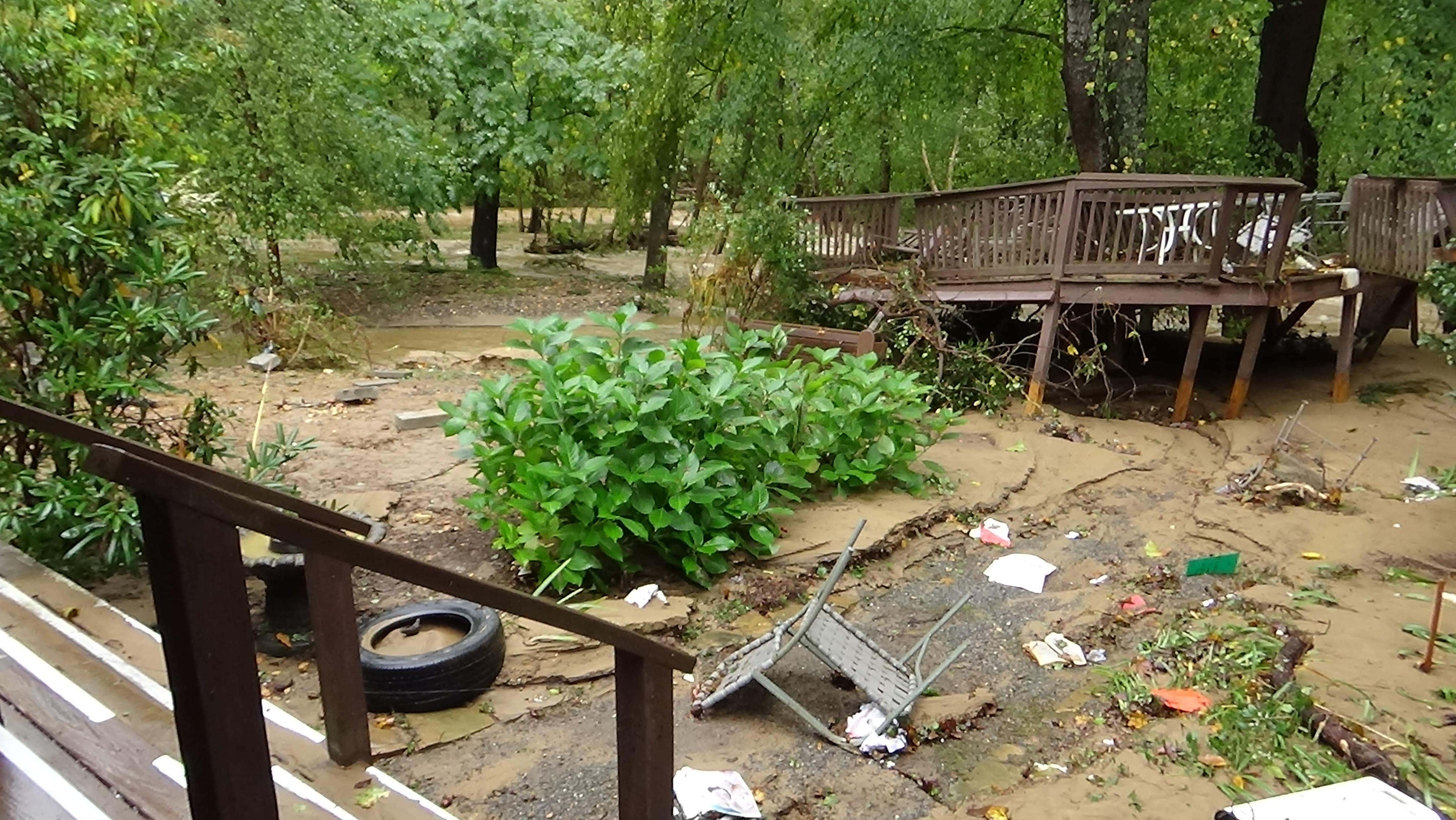 Friends Meeting house after storm, back deck